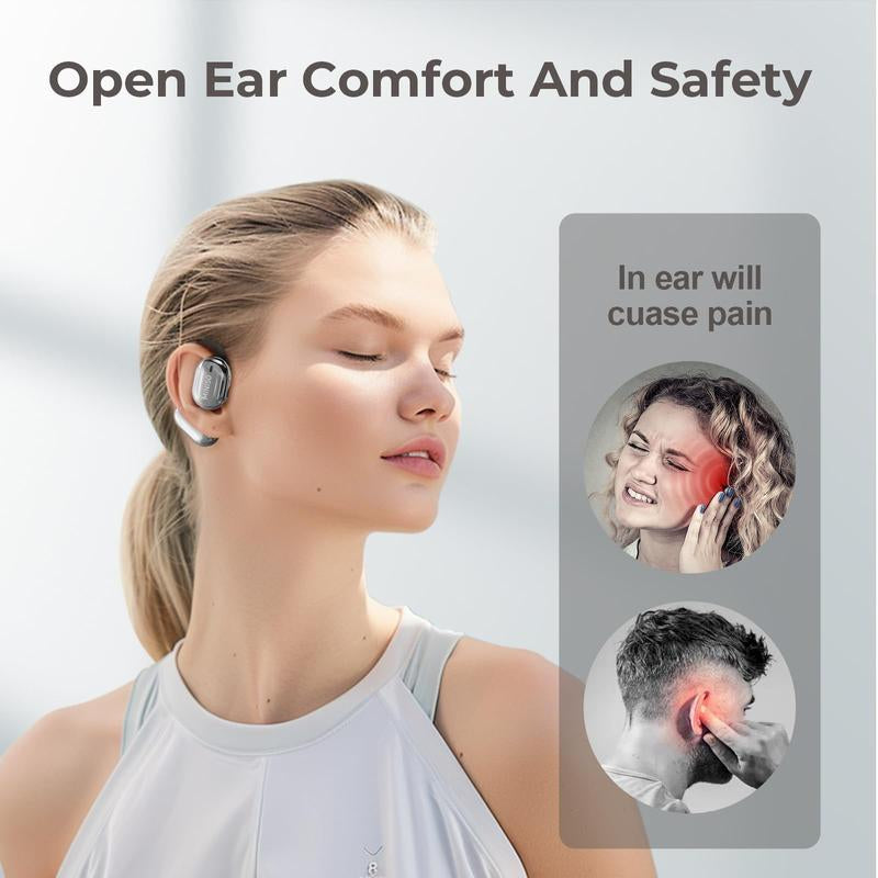 MINISO Wireless Earphone, Open-Ear Design Earbuds with Charging Case, Waterproof Sports Headset with Call Noise Cancelling Mic, Bluetooth-Compatible Earphone for Music & Phone Calls