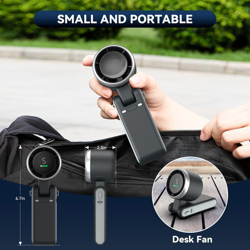 Portable Handheld High Speed Fan, 5-Speed Airflow Wind Speed Fan, Foldable & Hanging Neck Fan Suitablefor Family, Travel, and School, Best Friend Gifts