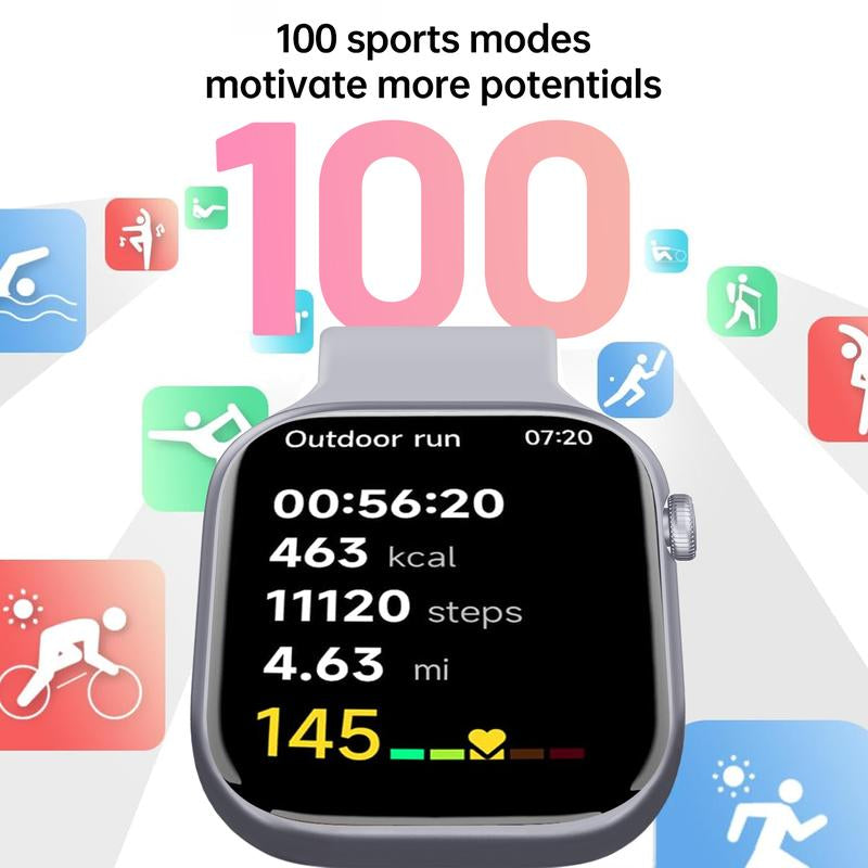 2.04" Fashion Touch Screen Smart Watch with Answer/Make Calls/Message Reminder, Multifunctional Fitness Watch with 100+ Sports Modes, DIY Watch Dials, Smart Watches for Iphone/Andriod, Activity Tracker for Men Women