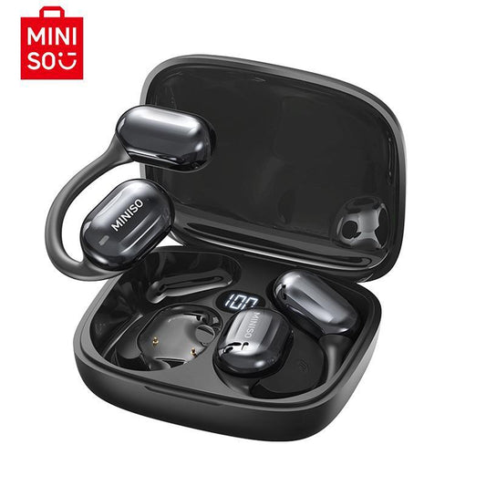 MINISO Wireless Earphone, Open-Ear Design Earbuds with Charging Case, Waterproof Sports Headset with Call Noise Cancelling Mic, Bluetooth-Compatible Earphone for Music & Phone Calls