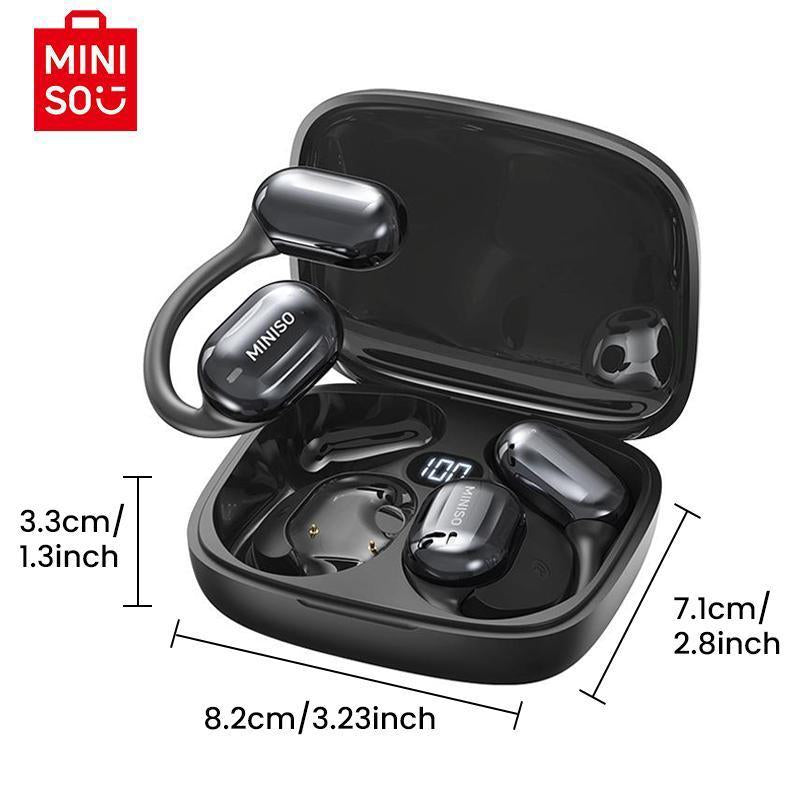 MINISO Wireless Earphone, Open-Ear Design Earbuds with Charging Case, Waterproof Sports Headset with Call Noise Cancelling Mic, Bluetooth-Compatible Earphone for Music & Phone Calls